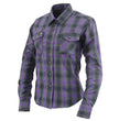 Milwaukee Leather MNG21603 Women's Casual Black with Purple Long Sleeve Casual Cotton Flannel Shirt