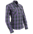 Milwaukee Leather MNG21603 Women's Casual Black with Purple Long Sleeve Casual Cotton Flannel Shirt