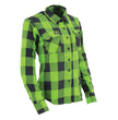 Milwaukee Leather MNG21606 Women's Lime Green and Black Long Sleeve Cotton Casual Flannel Shirt