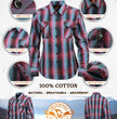 Milwaukee Leather MNG21612 Women's Black and Pink with Blue Long Sleeve Cotton Flannel Shirt
