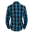 Milwaukee Leather MNG21617 Women's Black and Aqua Long Sleeve Cotton Flannel Shirt