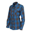 Milwaukee Leather MNG21618 Women's Brown and Aqua Long Sleeve Cotton Flannel Shirt