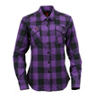 Milwaukee Leather MNG21619 Women's Black and Purple Long Sleeve Cotton Flannel Shirt