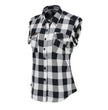 Milwaukee Leather MNG21625 Women's Flannel Down Sleeveless Shirt w/ Button Black / White & Cut Off Frill Arm Hole