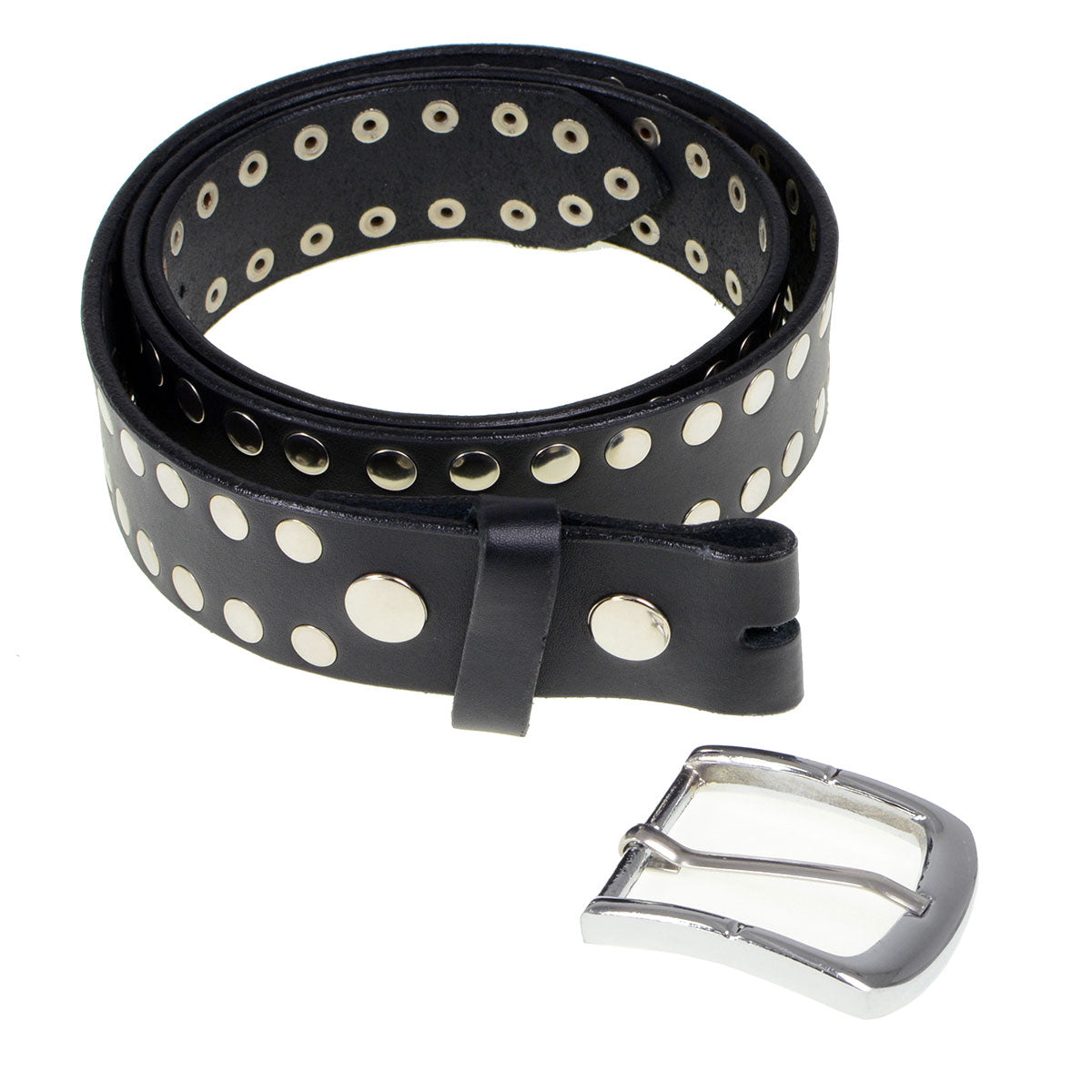 Milwaukee Leather Men's Black Studded Leather Belt, MP7100