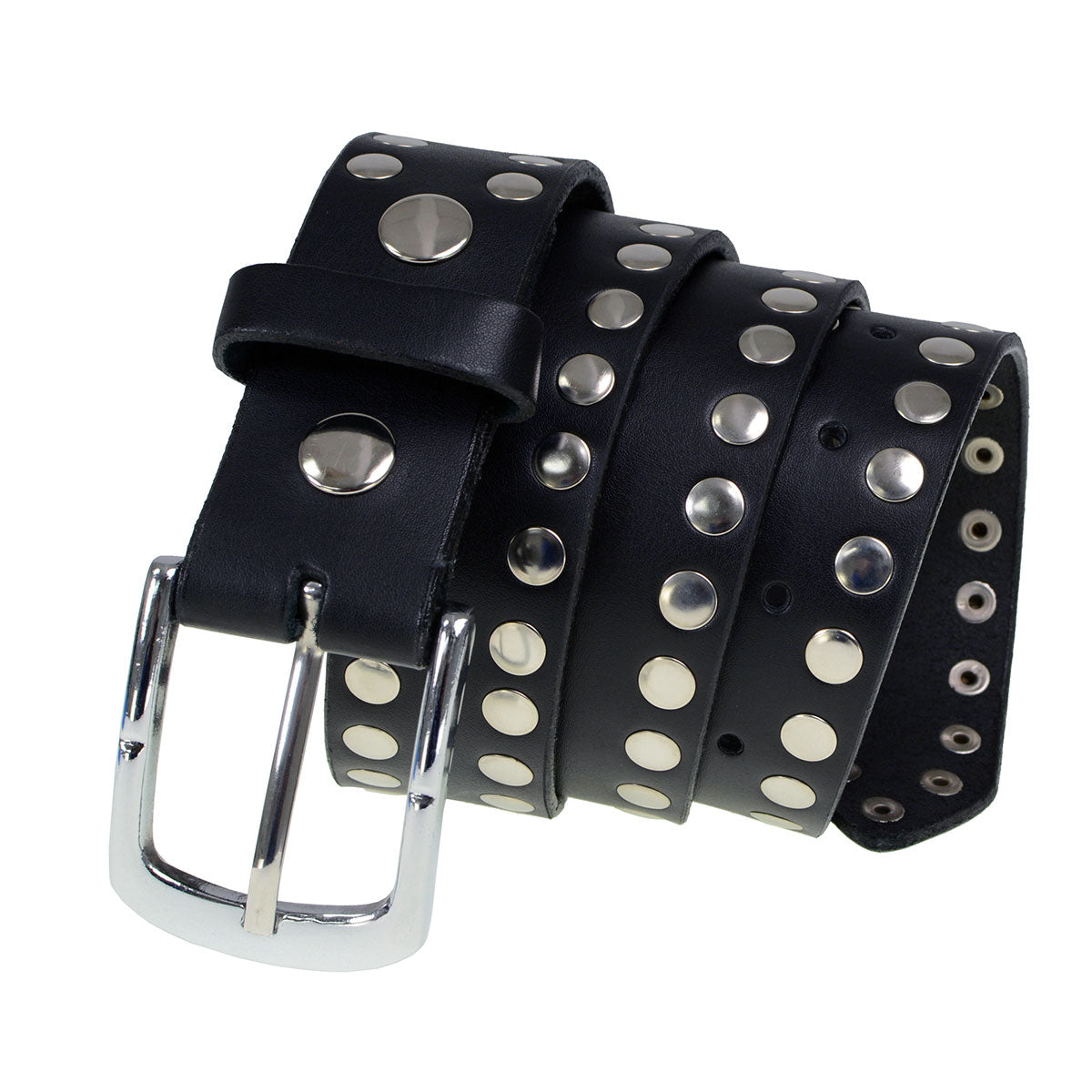 Milwaukee Leather Men's Black Studded Leather Belt, MP7100