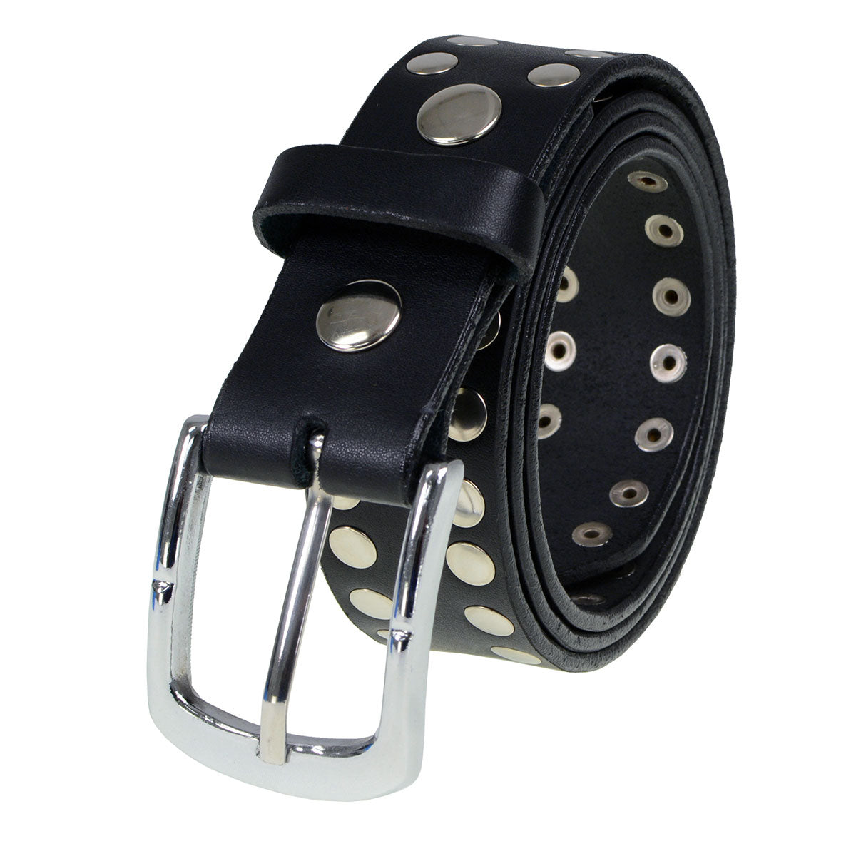 Milwaukee Leather Men's Black Studded Leather Belt, MP7100