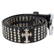 Milwaukee Leather Men's Black Cross Stud Leather Belt, MP7101