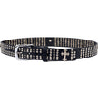 Milwaukee Leather MP7101 Men's Cross and Stud Black Genuine Leather Biker Belt with Interchangeable Buckle