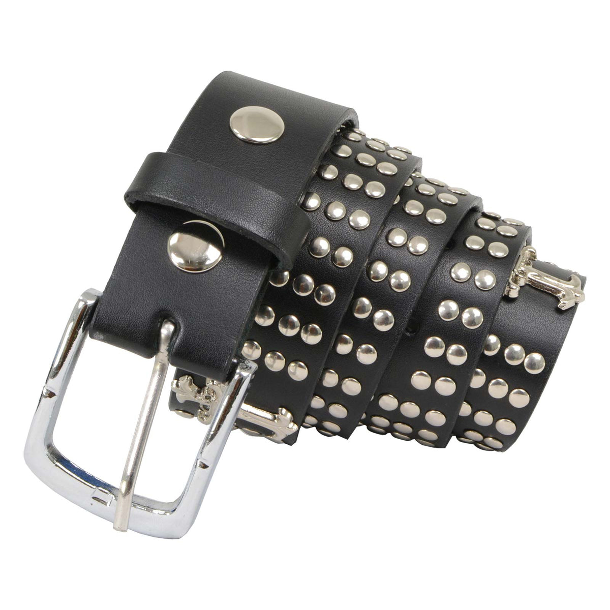 Milwaukee Leather Men's Black Cross Stud Leather Belt, MP7101