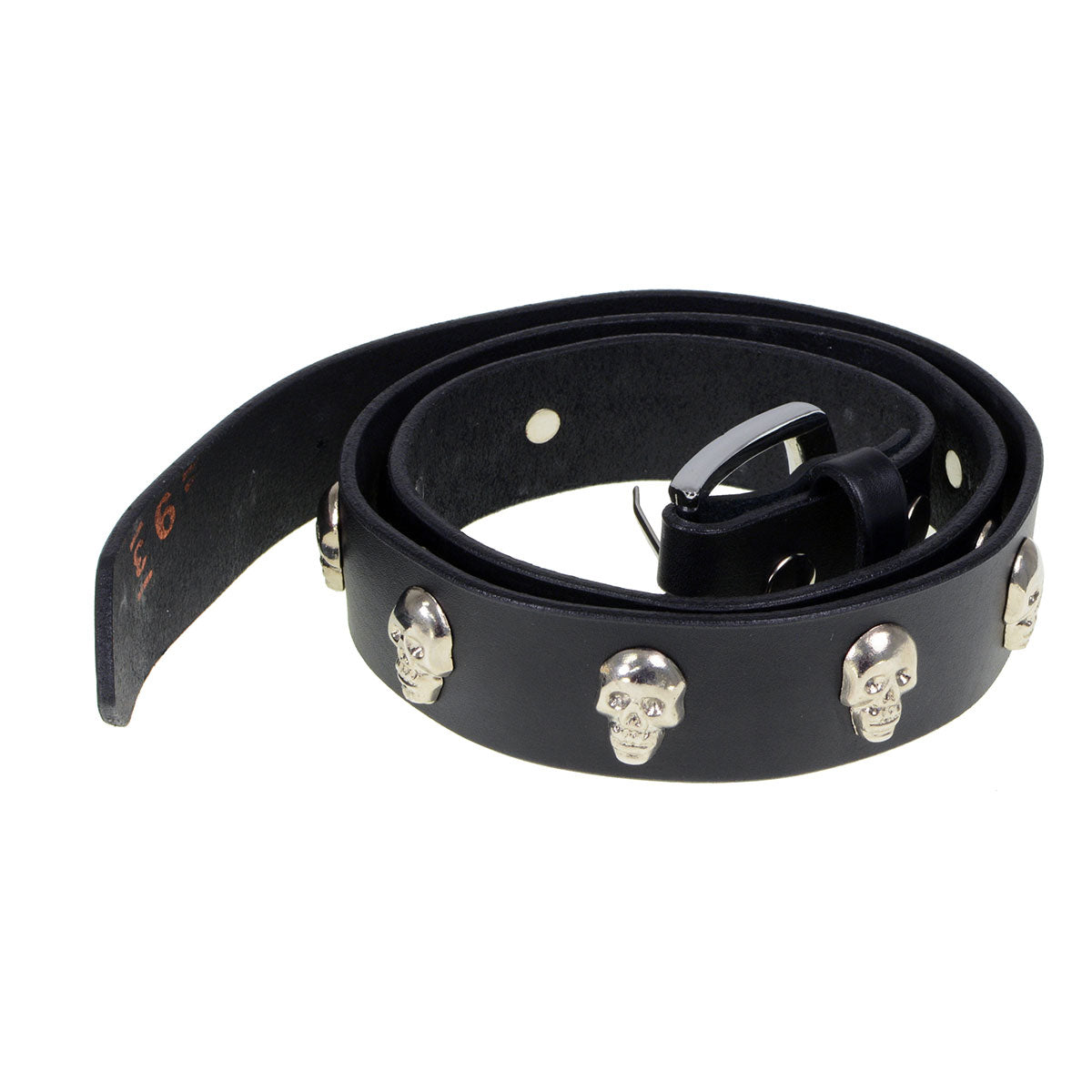 Milwaukee Leather Men's Black Skull Heads Leather Belt, MP7102
