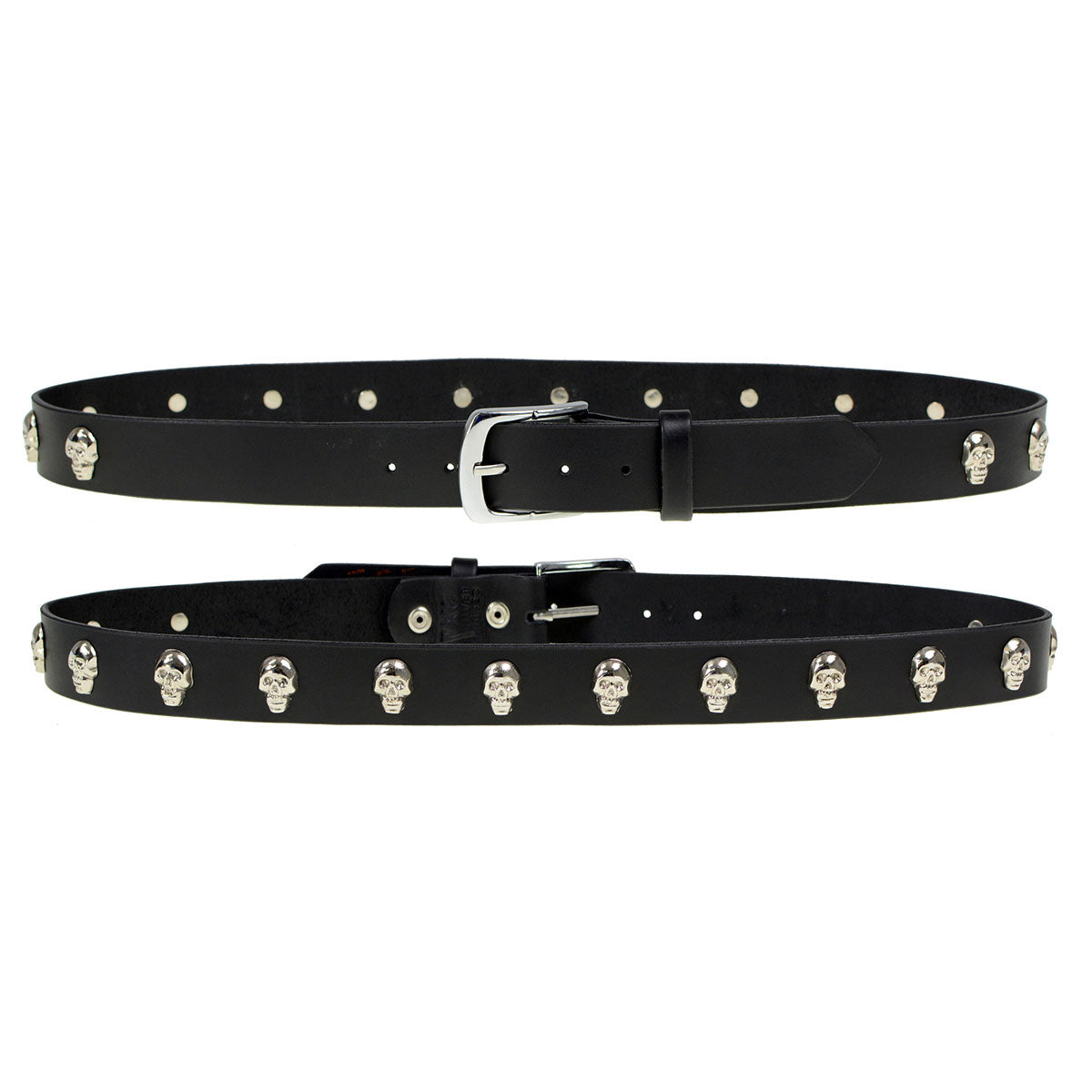 Milwaukee Leather Men's Black Skull Heads Leather Belt, MP7102