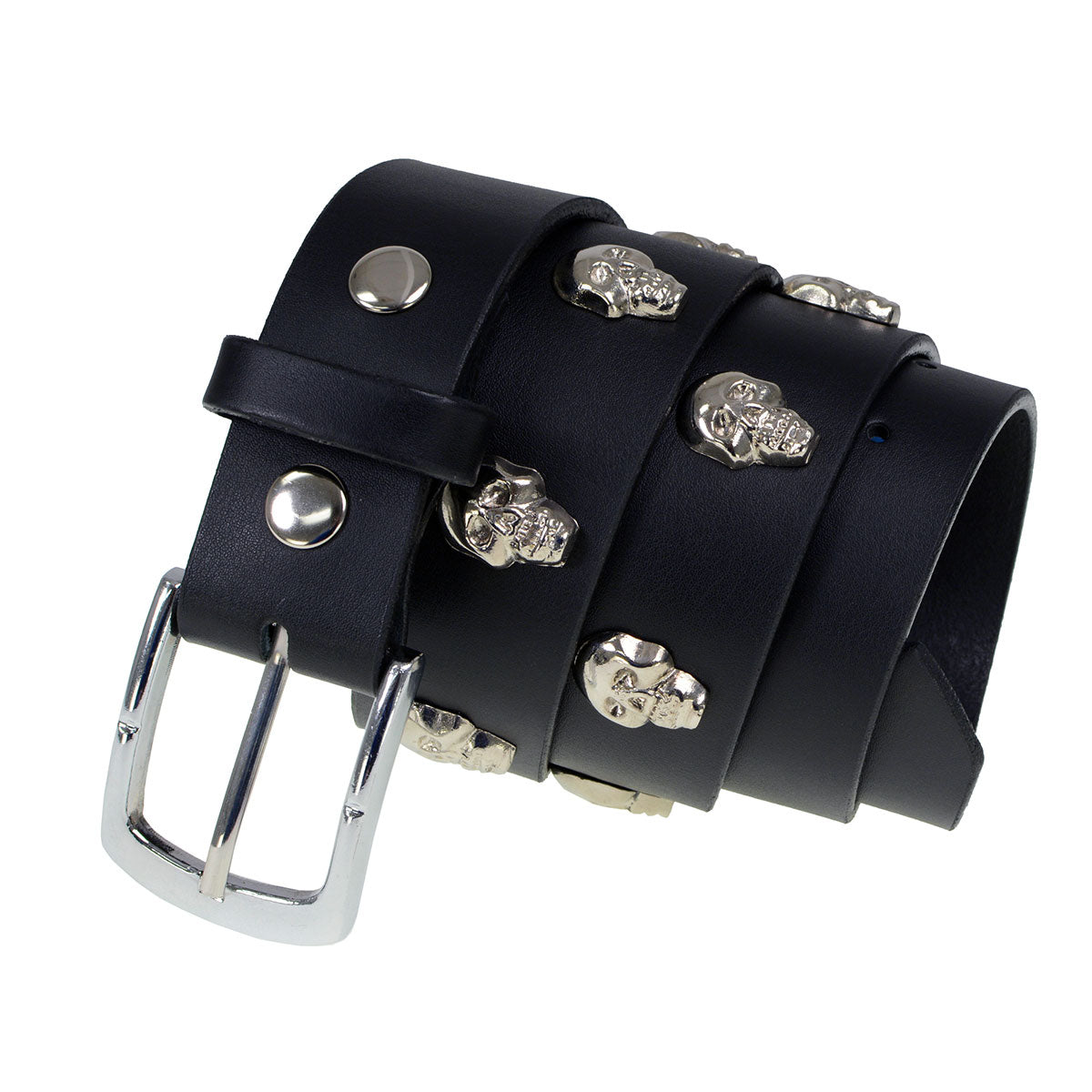 Milwaukee Leather Men's Black Skull Heads Leather Belt, MP7102