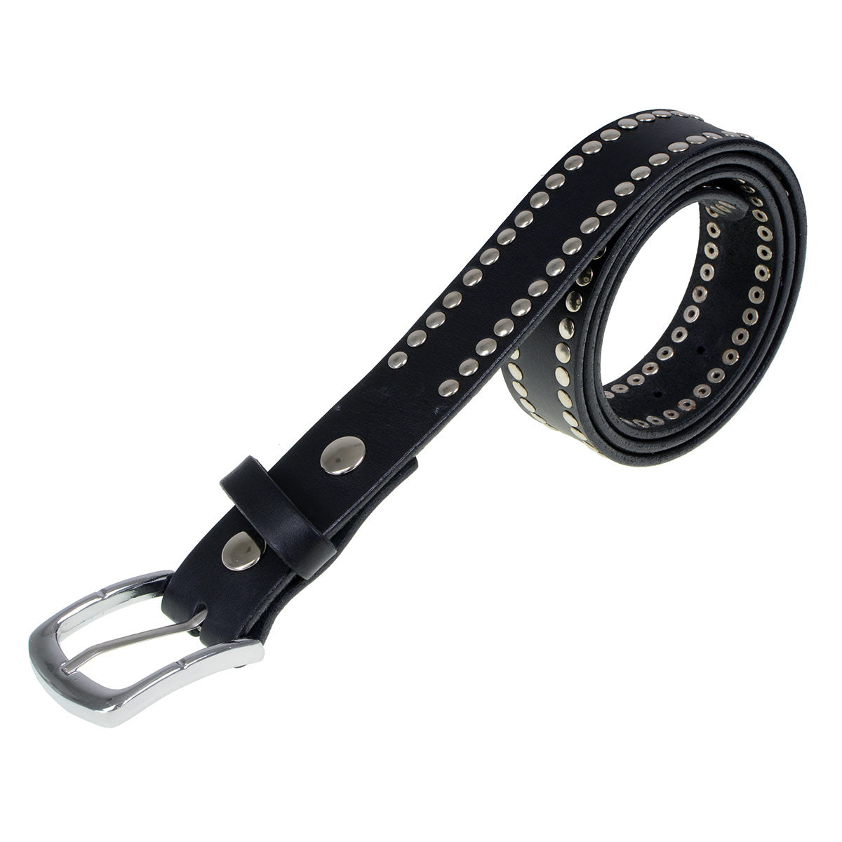 Milwaukee Leather Men's Black Studded Leather Belt, MP7104