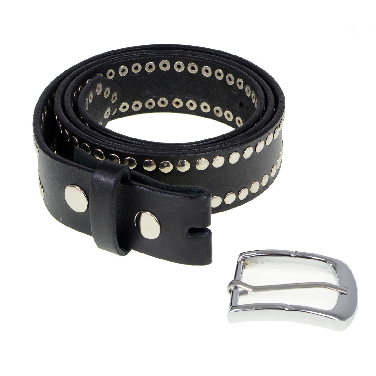 Milwaukee Leather Men's Black Studded Leather Belt, MP7104