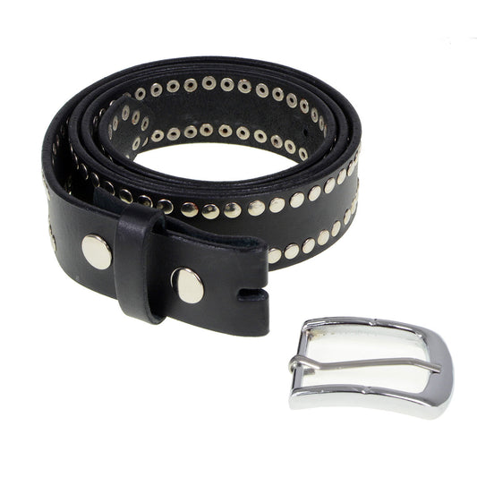 Milwaukee Leather Men's Black Studded Leather Belt, MP7104