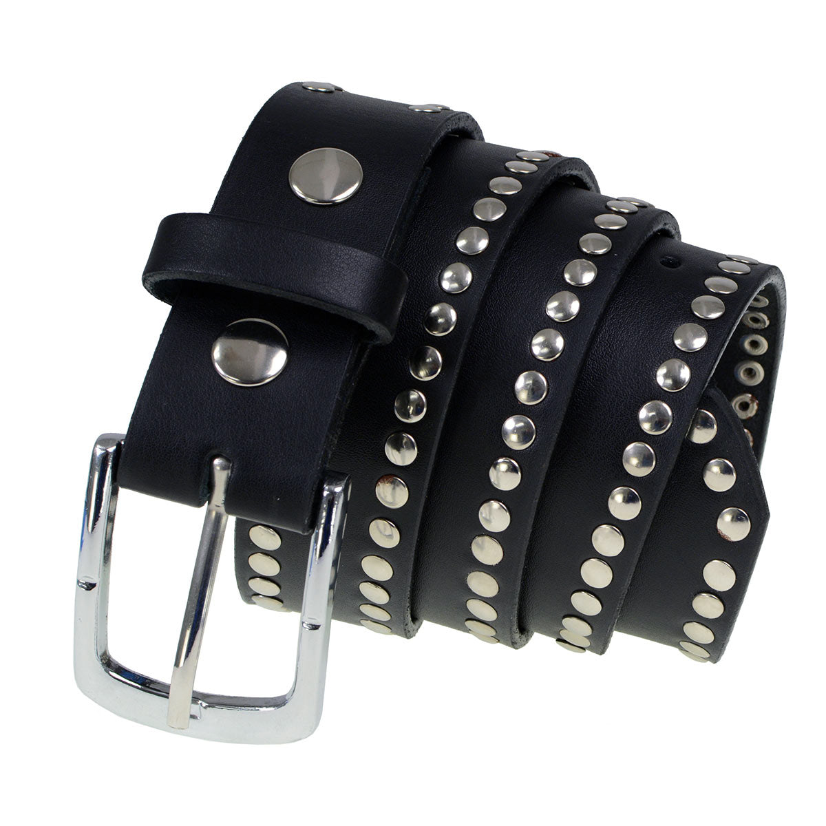 Milwaukee Leather Men's Black Studded Leather Belt, MP7104