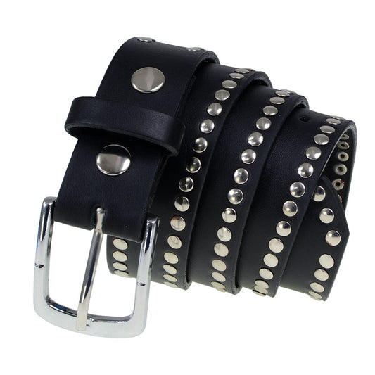 Milwaukee Leather Men's Black Studded Leather Belt, MP7104