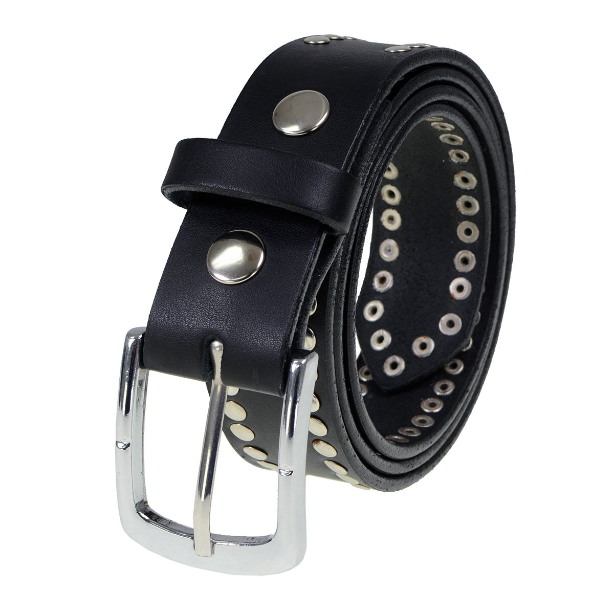 Milwaukee Leather Men's Black Studded Leather Belt, MP7104