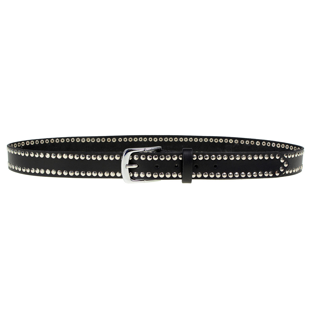Milwaukee Leather Men's Black Studded Leather Belt, MP7104