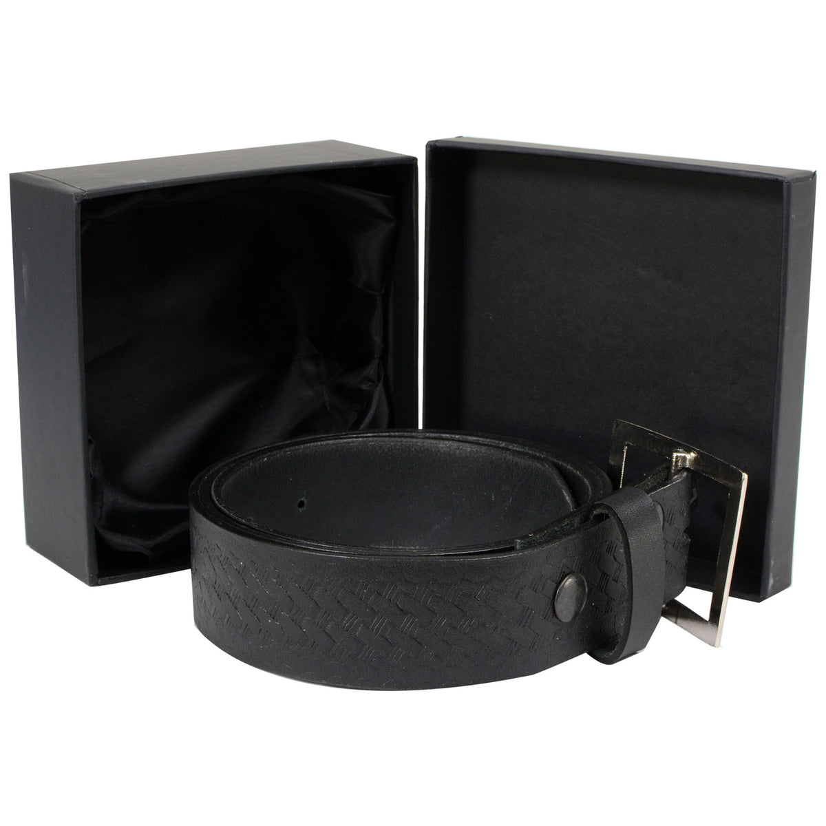 Milwaukee Leather Men's Black Embossed Leather Belt, MP7105