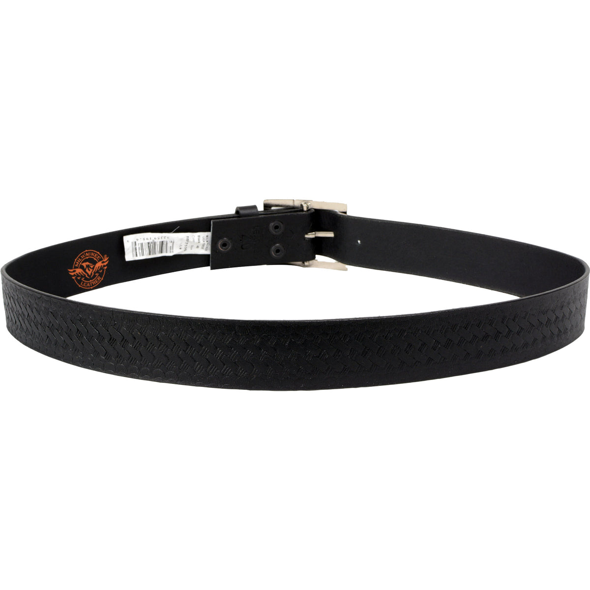 Milwaukee Leather Men's Black Embossed Leather Belt, MP7105