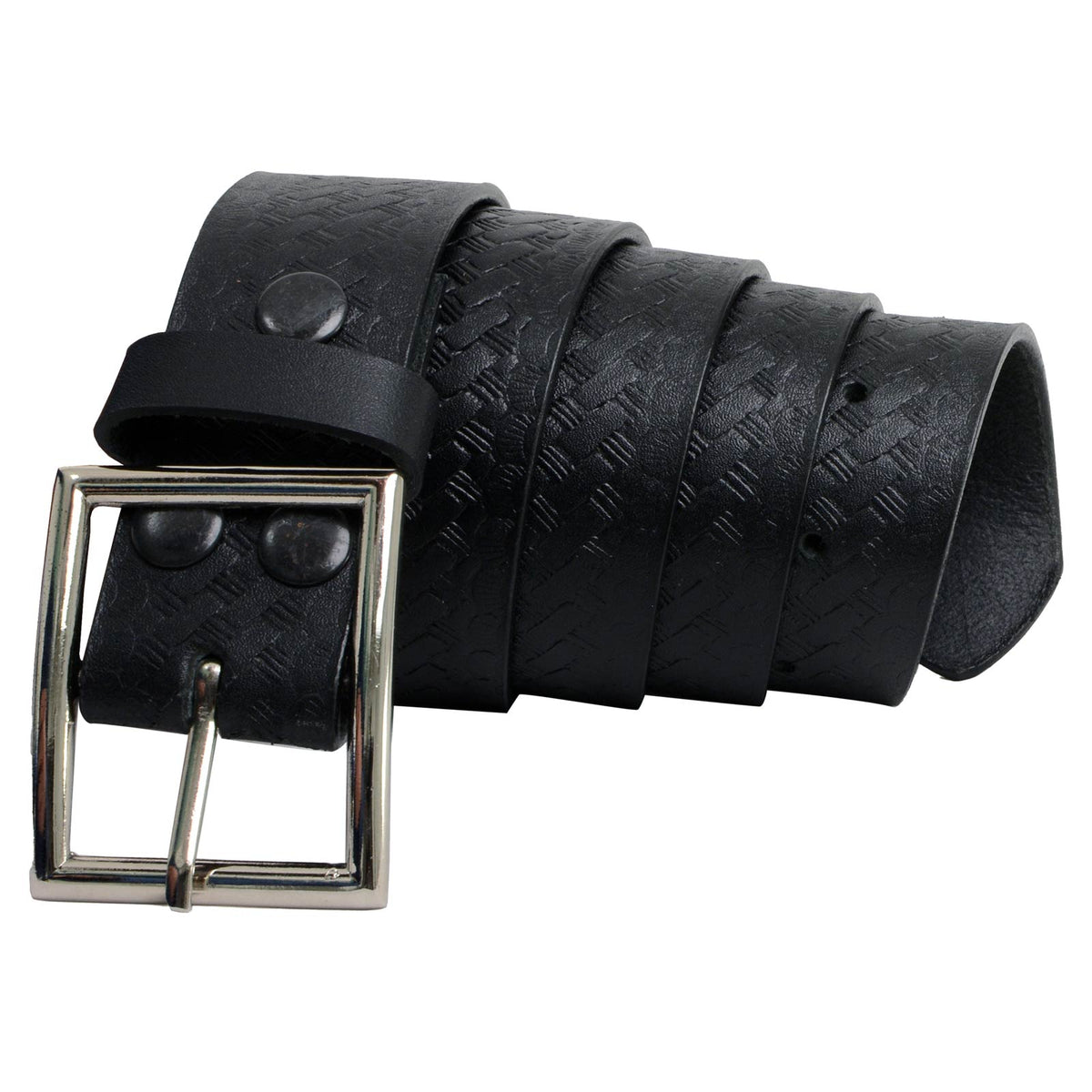 Milwaukee Leather Men's Black Embossed Leather Belt, MP7105
