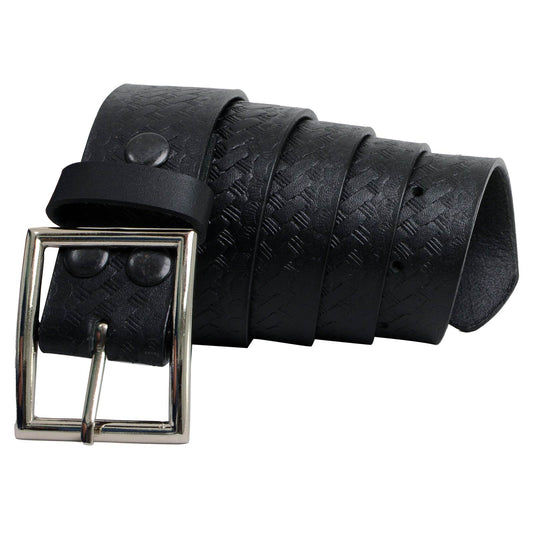 Milwaukee Leather Men's Black Embossed Leather Belt, MP7105