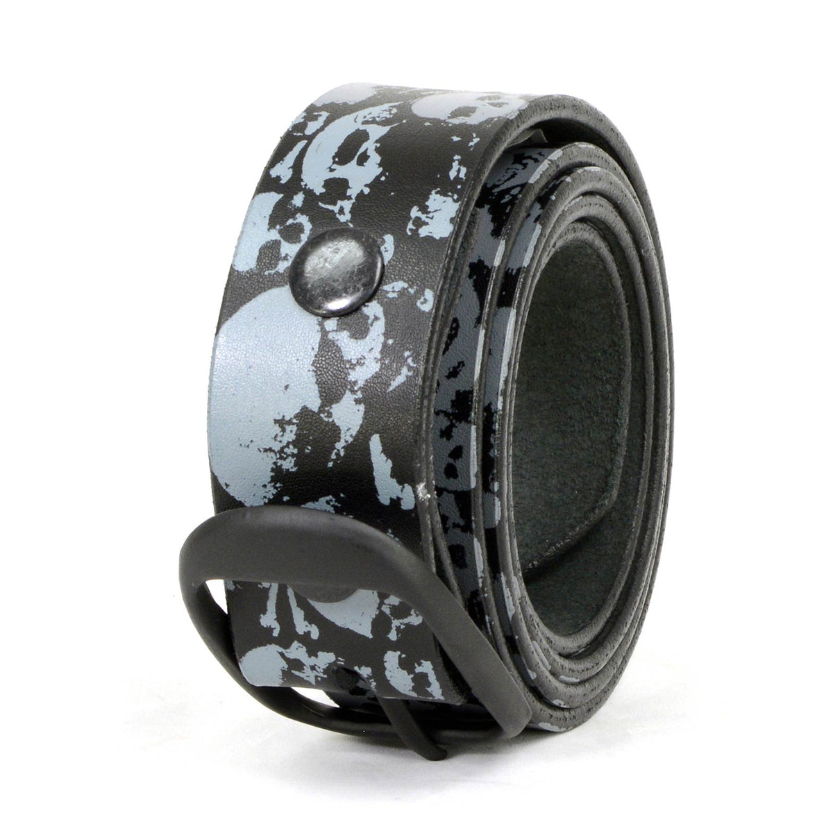 Milwaukee Leather Men's Black Grey Skull Leather Belt, MP7106