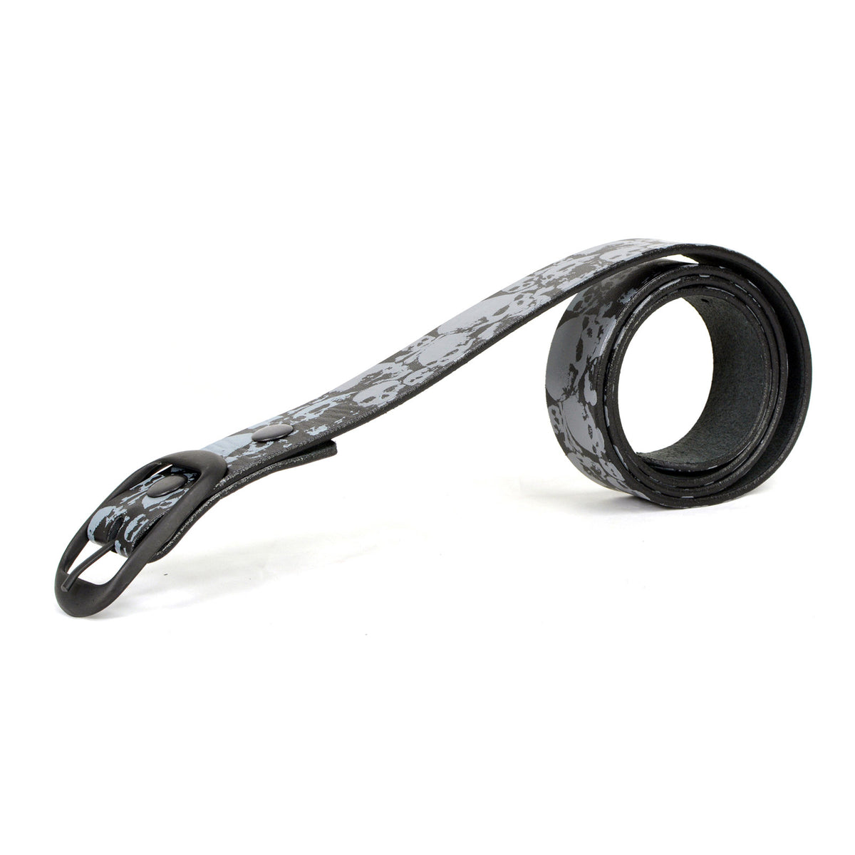 Milwaukee Leather Men's Black Grey Skull Leather Belt, MP7106