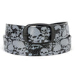 Milwaukee Leather Men's Black Grey Skull Leather Belt, MP7106