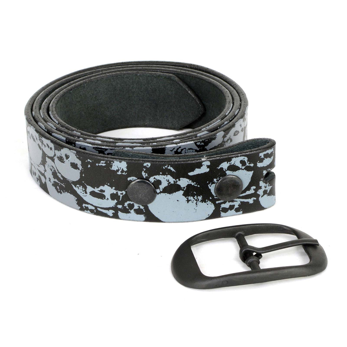 Milwaukee Leather Men's Black Grey Skull Leather Belt, MP7106