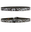 Milwaukee Leather Men's Black Grey Skull Leather Belt, MP7106