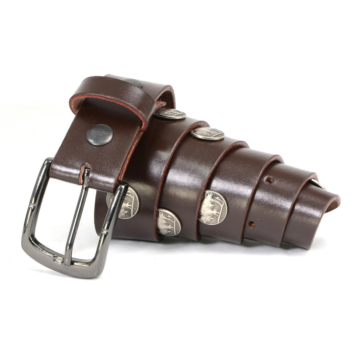 Milwaukee Leather Men's Brown Buffalo Coin Leather Belt, MP7107