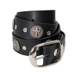 Milwaukee Leather MP7108 Men's Cross Circle Black Leather Belt w/ Interchangeable Buckle - 1.5 inches Wide