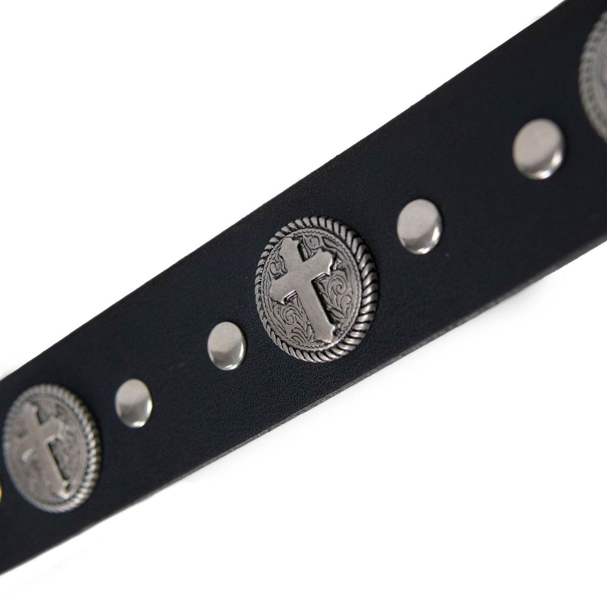 Milwaukee Leather Men's Black Cross Circle Leather Belt, MP7108