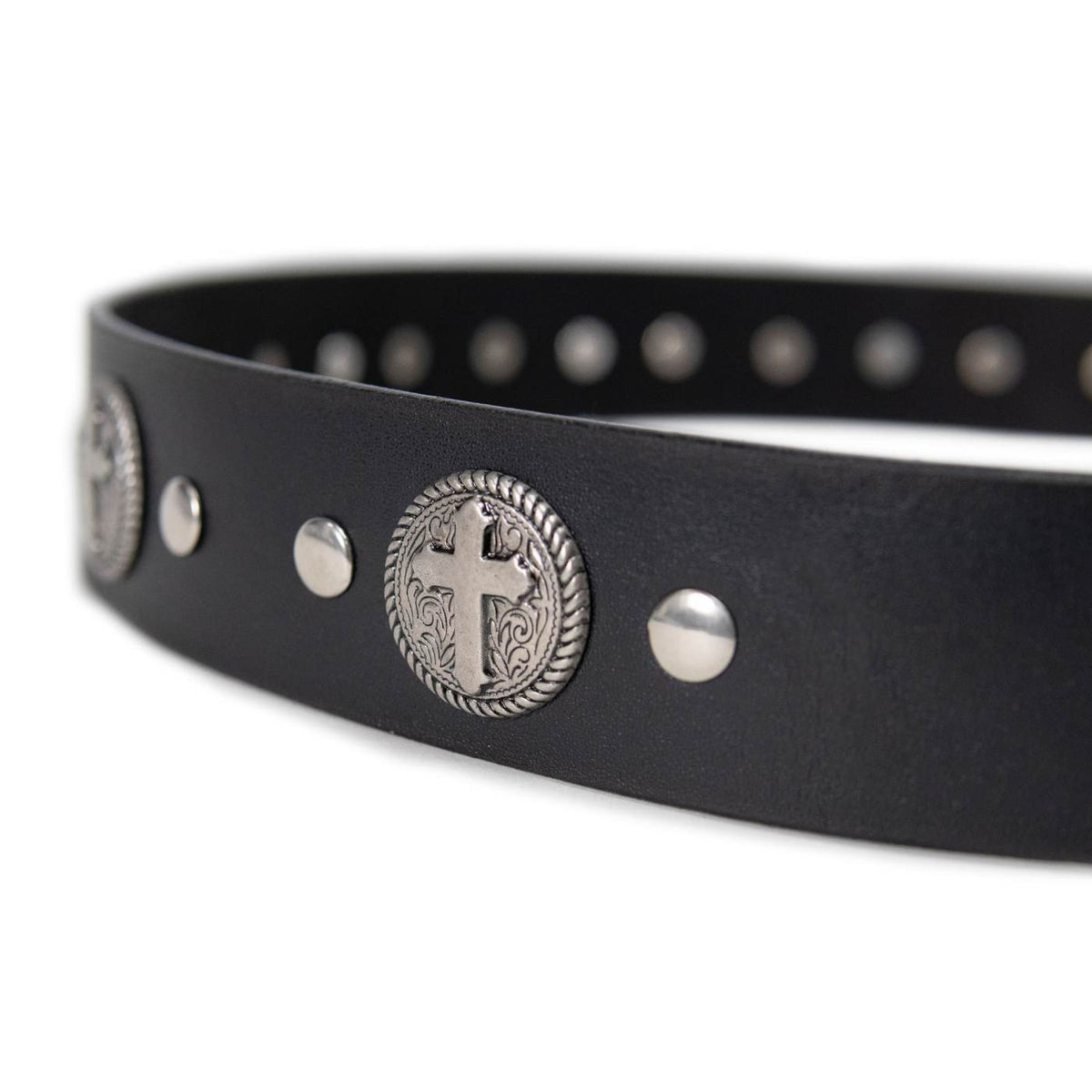 Milwaukee Leather Men's Black Cross Circle Leather Belt, MP7108