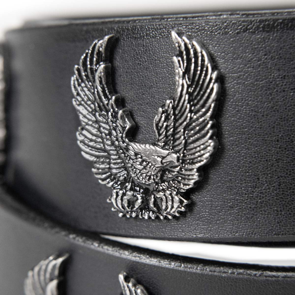 Milwaukee Leather Men's Liberty Talon Black Leather Belt with USA Eagle Emblems - 1.5 Inch Biker Belt - MP7113