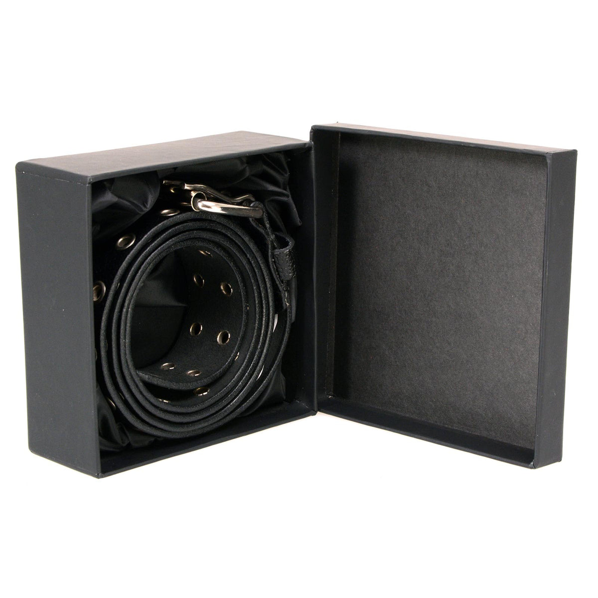 Milwaukee Leather Men's Black Grommet Cowhide Double-Prong Belt - MP7119