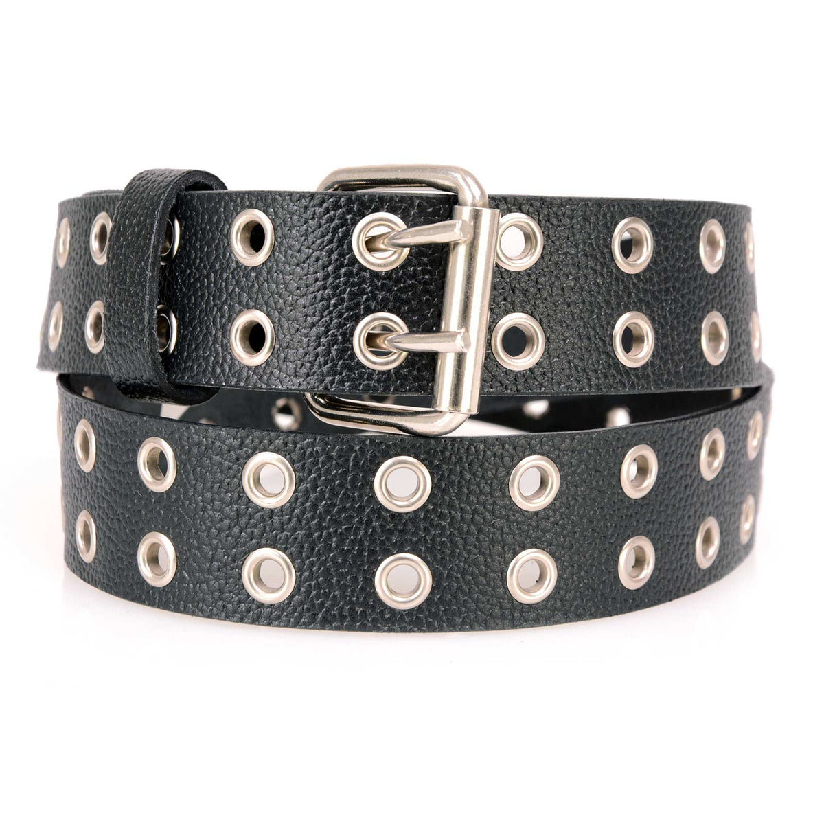 Milwaukee Leather Men's Black Grommet Cowhide Belt, MP7119