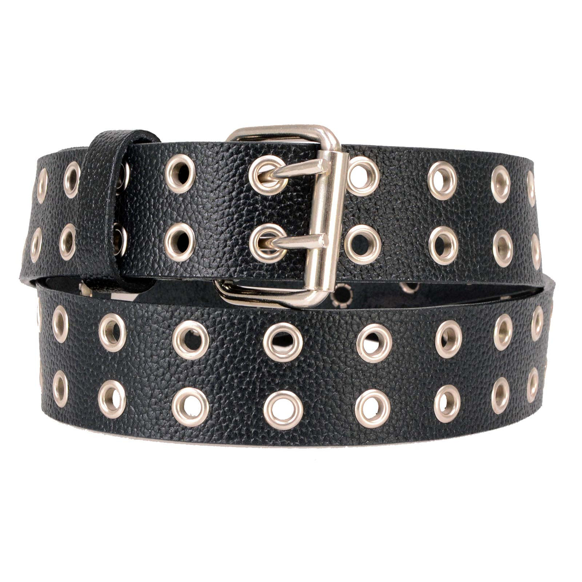 Milwaukee Leather Men's Black Grommet Cowhide Belt, MP7119