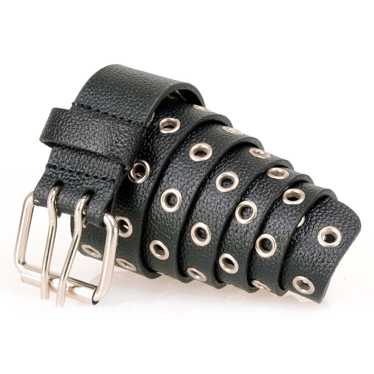 Milwaukee Leather Men's Black Grommet Cowhide Belt, MP7119