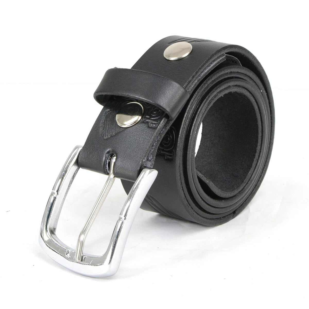 Milwaukee Leather Men's Black Engine Wings Leather Belt, MP7122