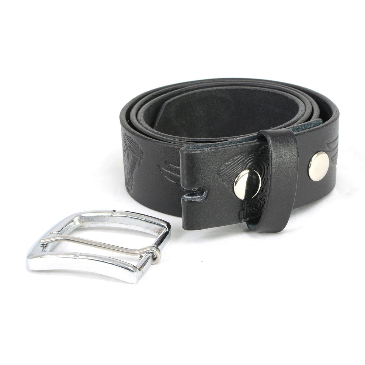 Milwaukee Leather Men's Black Engine Wings Leather Belt, MP7122