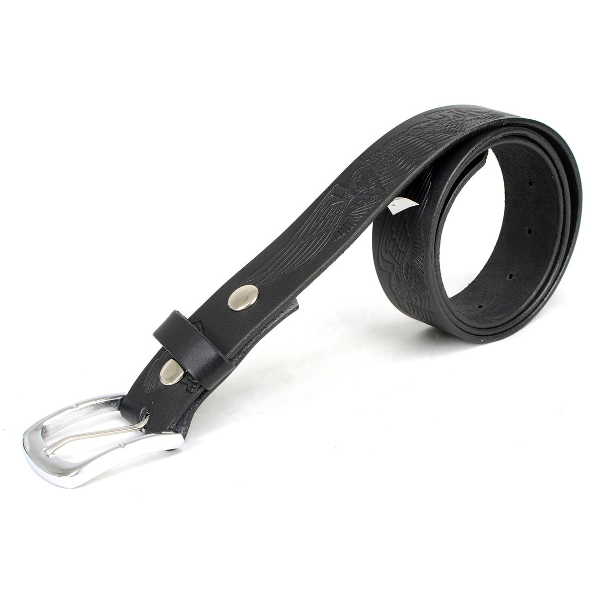 Milwaukee Leather Men's Black Engine Wings Leather Belt, MP7122