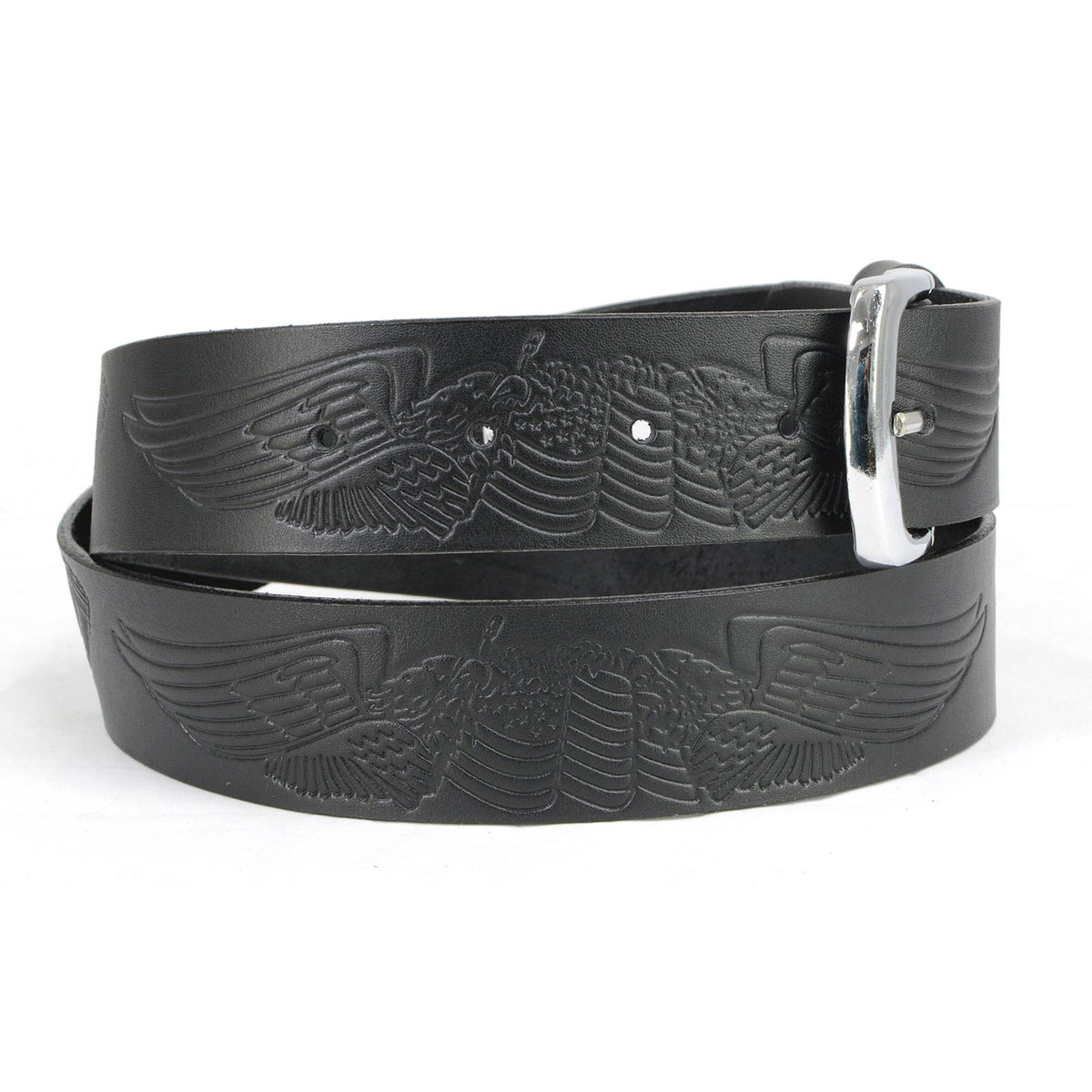 Milwaukee Leather Men's Black Engine Wings Leather Belt, MP7122