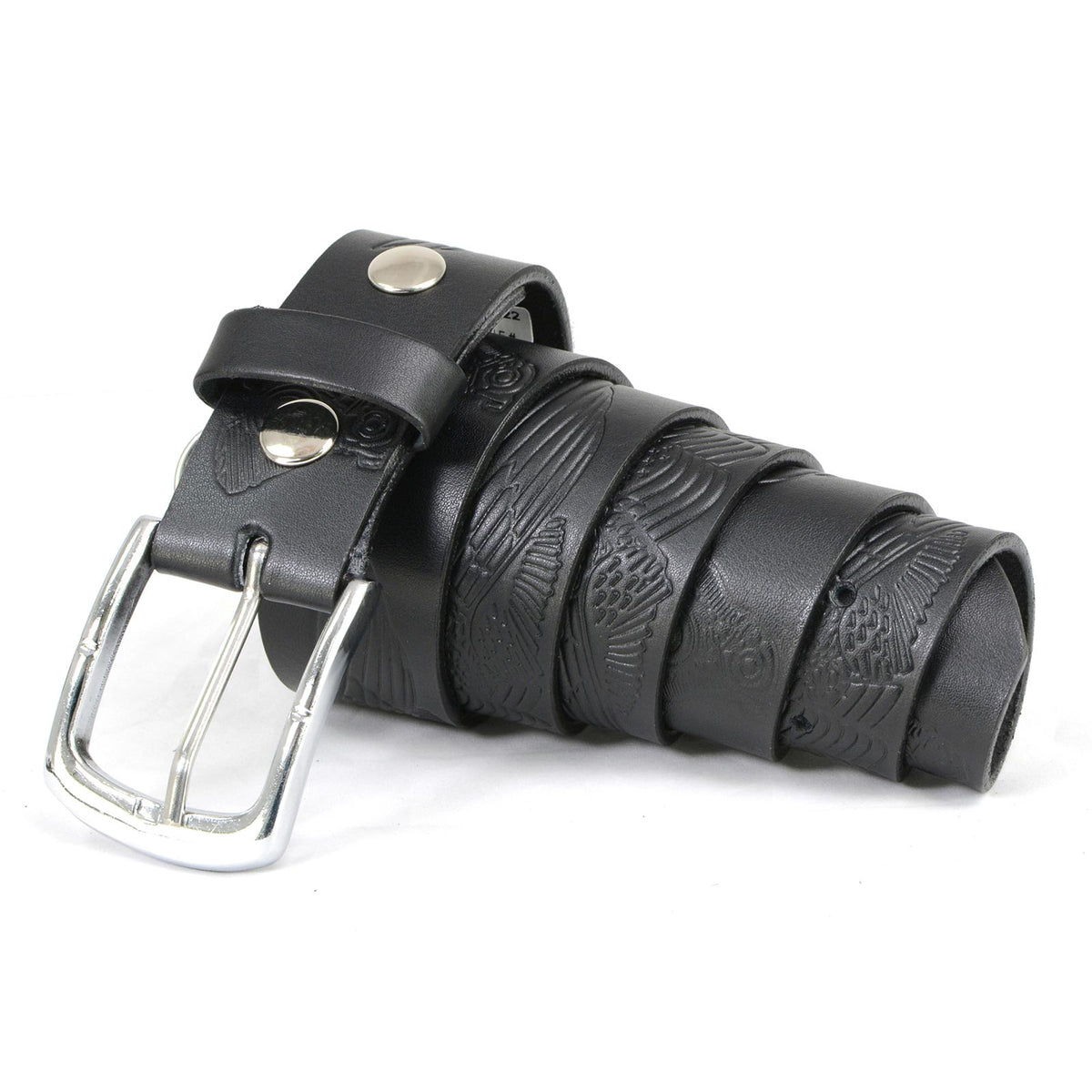 Milwaukee Leather Men's Black Engine Wings Leather Belt, MP7122