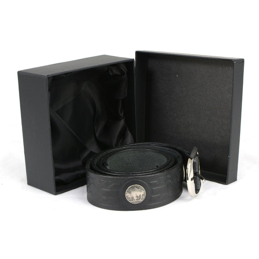 Milwaukee Leather Men's Black Cross Hatch Buffalo Coin Belt, MP7123