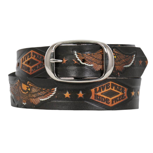 Milwaukee Leather Men's Live Free Eagle Genuine Leather Belt, MP7126