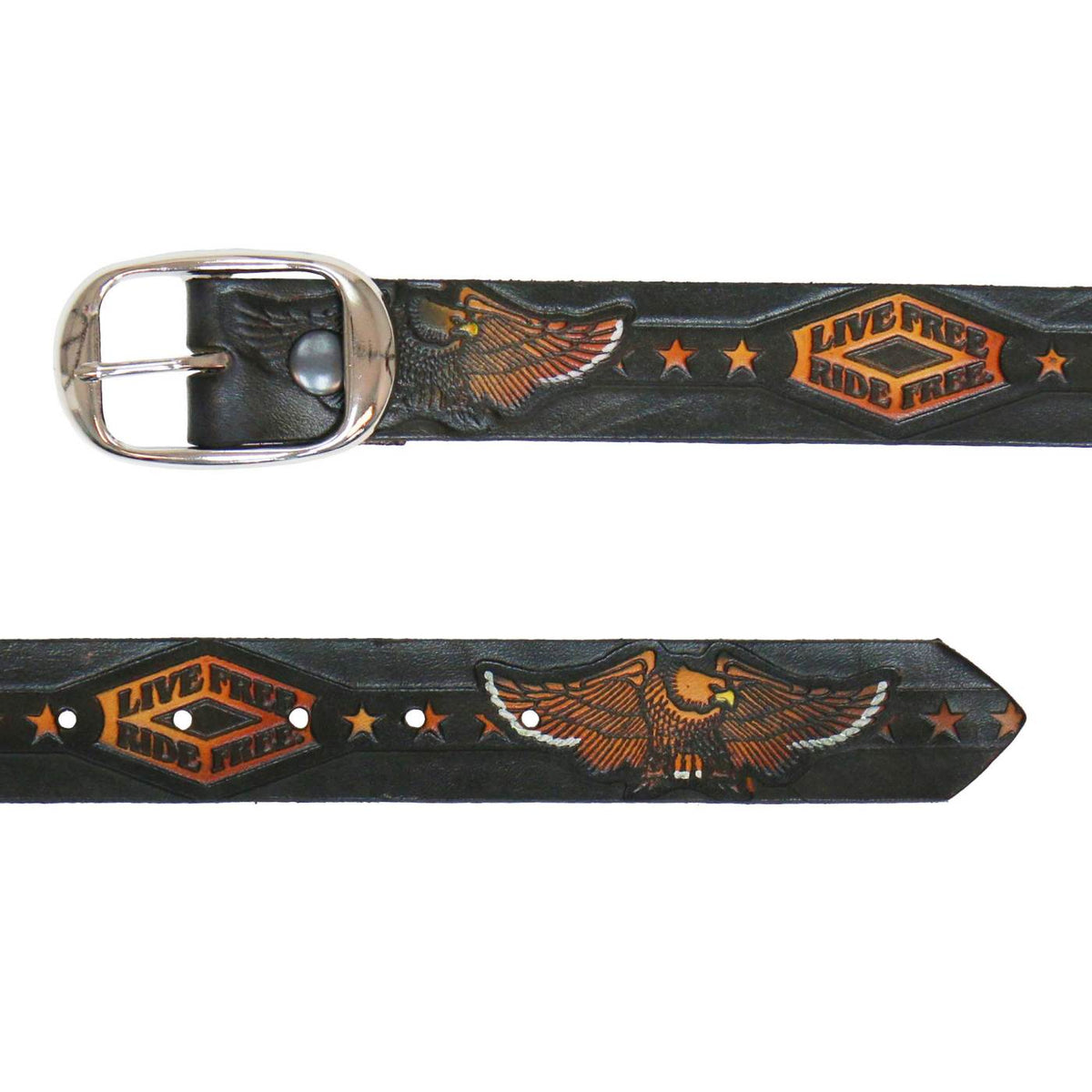 Milwaukee Leather Men's Live Free Eagle Genuine Leather Belt, MP7126
